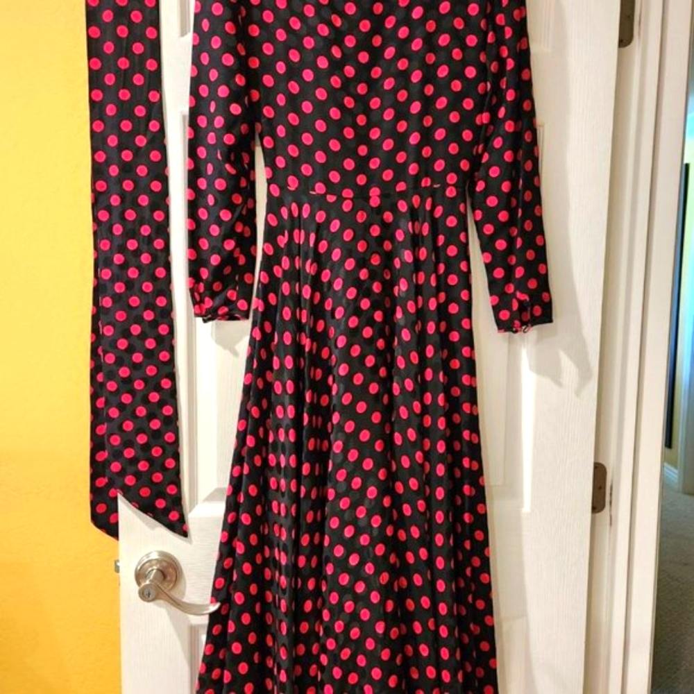 Albert Nipon Silk Dress Red Polkadot - image 6